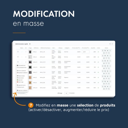 Edition de masse produits PrestaShop, module d'administration rapide