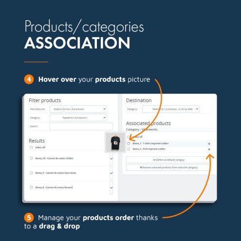 Quick products / categories association Module PrestaShop