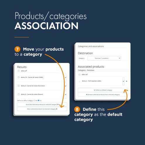 Quick products / categories association Module PrestaShop