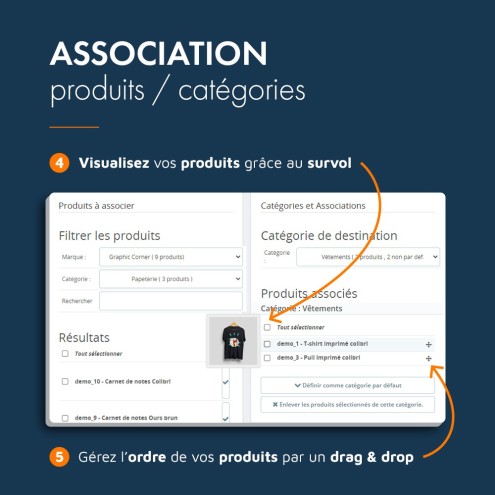Gestion en masse des catégories PrestaShop, module d'association