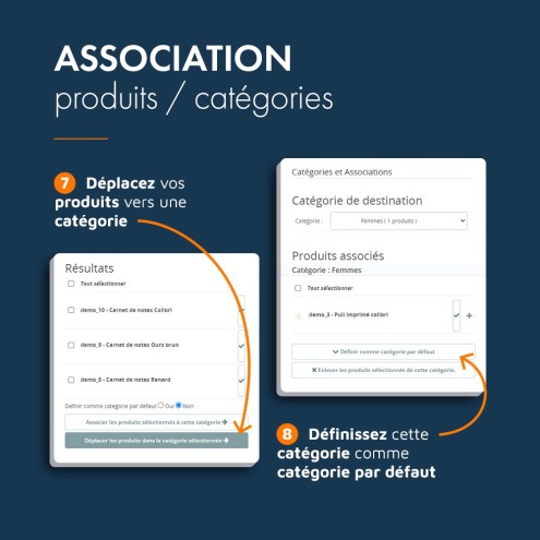 Gestion en masse des catégories PrestaShop, module d'association