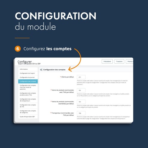PrestaShop comptabilité, module d'export comptable CSV et EBP