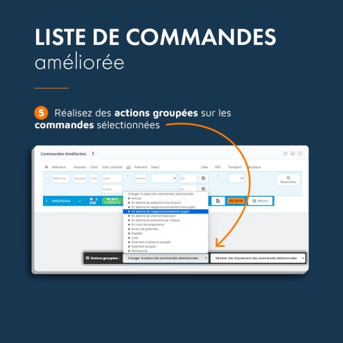 Liste de commandes PrestaShop, module pour une interface améliorée