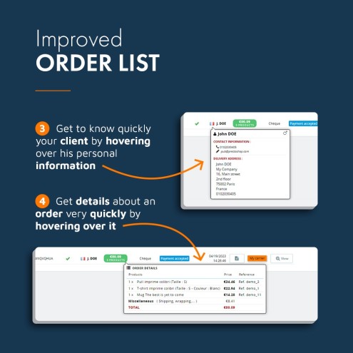 Improved PrestaShop order list module